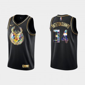 Dres Milwaukee Bucks Giannis Antetokounmpo 34 Nike 2021-22 Crno Golden Edition 75th Anniversary Diamond Swingman